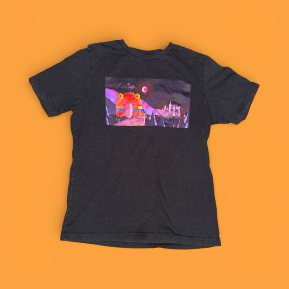 Fortnite Kids Size 10/12 100% Cotton Black Graphic T-Shirt with Colorful Design